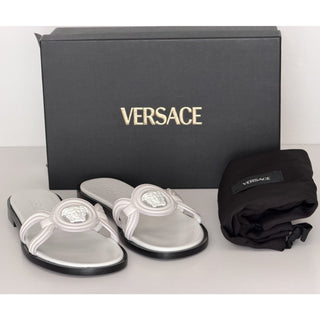 Versace Medusa Leather Mule Slides Porcelain White Women 8 US (38) 1018364 NIB