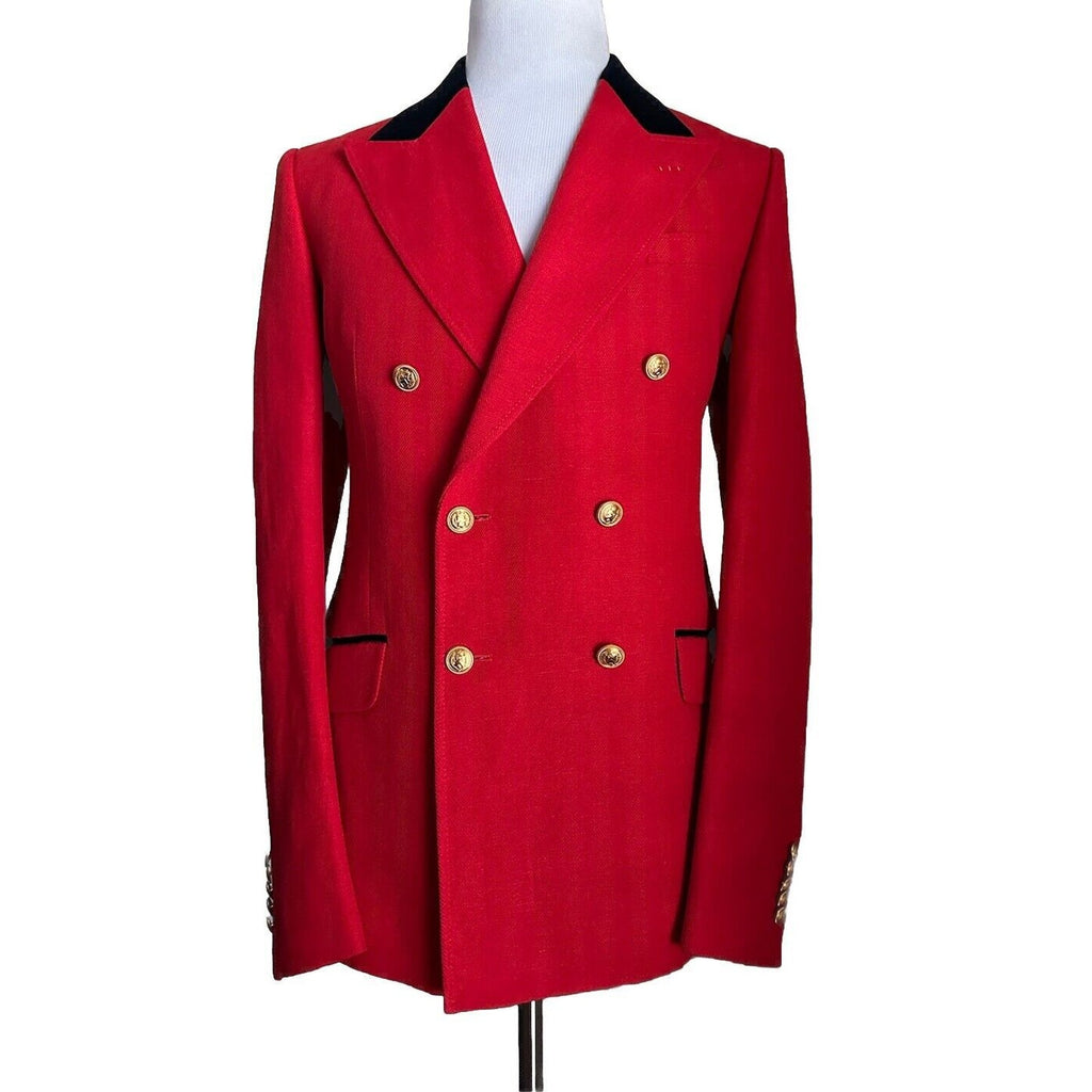 Gucci Men Linen/Wool Double Breasted Sport Coat Blazer Red 38 US/48 Eu NWT $3150