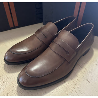 ZEGNA Leather Loafers Shoes Brown 10 US/43 Eu New $950