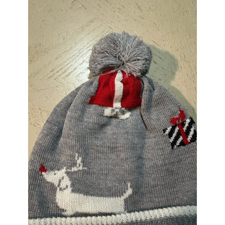 Thom Browne Pom-Pom Merino Wool Beanie Hat LIGHT GREY One Size Italy