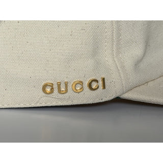 Gucci Gold-tone Logo Baseball Cap Hat Cotton Ivory M (58 cm) Italy 792386 IT NWT