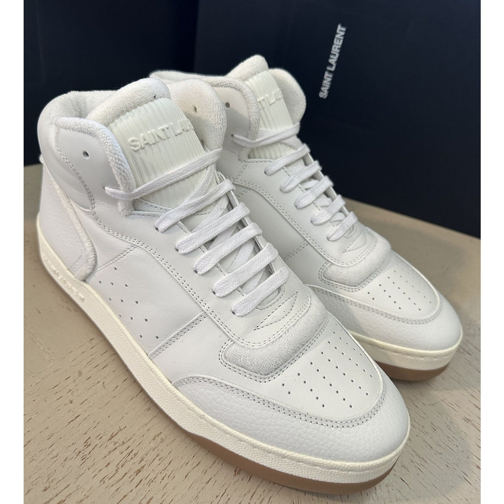 NIB Saint Laurent Mid-top Leather sneakers White 9 US/42 Eu 711250
