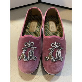 NIB $980 Gucci Mens Velvet Loafers Shoes Pink 7.5 US / 6.5 UK Italy