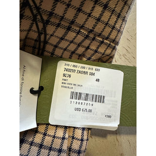Gucci Men’s Linen Dress Pants Beige/Blue 32 US/48 Eu New $1350