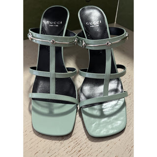 Gucci Women Leather Sandal Shoes Pasific Green 9.5 US/39.5 Eu New 776643