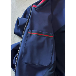 New $2580 Gucci Men Iconic Bomber Jacket Coat DK Blue 48 Eu/M 343935
