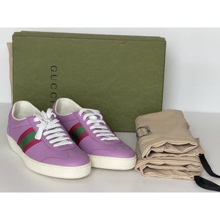 Gucci Women’s Web Leather Sneakers Wisteria Purple Pink 7.5 US (37.5) 858533 NIB