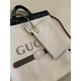 New Gucci GG Monogram Leather Backpack Bag Tan/Black 523586 Italy