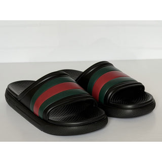 Gucci Men’s Rubber Black/Green/Red Sandals 10.5 US (10 Gucci) Italy 780286 NIB