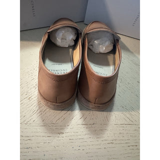 NIB $990 Brunello Cucinelli Men’s Leather Loafers Shoes Tan Brown 11 US/44 Eu