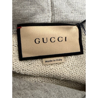 Gucci Chain Print Logo Hooded Sweatshirt Gray Hoodie Men’s Large 715911 NWT