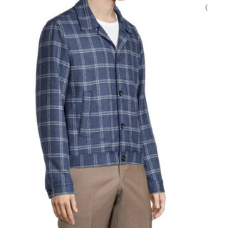 New $2750 Isaia Portofino Plaid Wool Blend Shirt Jacket Blue 42 US/52 Eu Italy