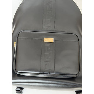 Versace Greca Embossed Leather Black Backpack Made in Italy 1020735NWT $1925
