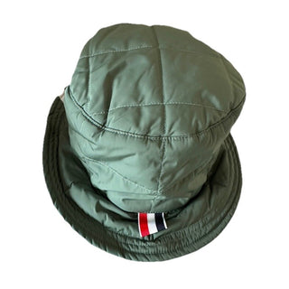 Thom Browne Four-Bar Quilted Bucket Hat Green Size L New $690