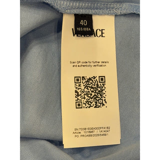Versace Women's Silver Medusa Light Blue Jersey T-Shirt 6 (40 Euro) 1016967 NWT