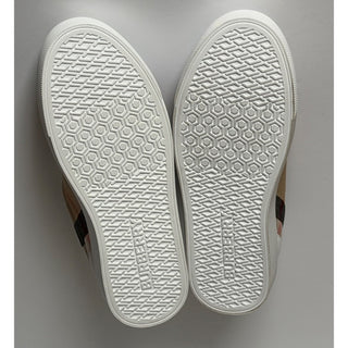 Burberry New Salmond Check Leather Sneakers Optic White 10 US 40 Eu 8024326 NIB