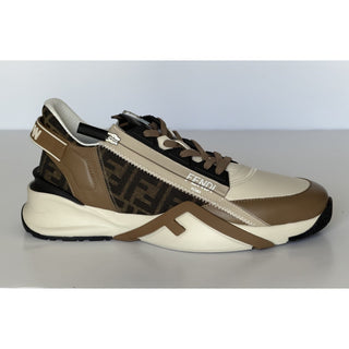 Fendi Flow FF Logo Sneakers Brown/Beige Men 12 US (11 Fendi) 7E1392 NIB $995
