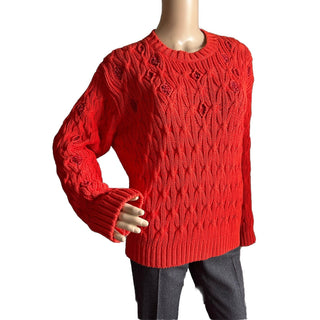 Loro Piana Women Valencia Cabled Cotton Sweater Orange Size S Italy New $3350