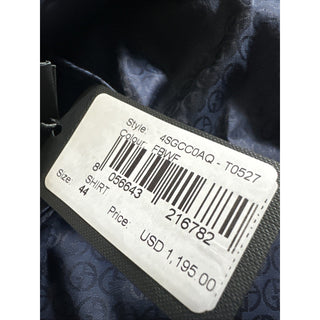 Giorgio Armani Men Logo Print Dress Shirt Navy Size 44/17.5 New $1195 Italy
