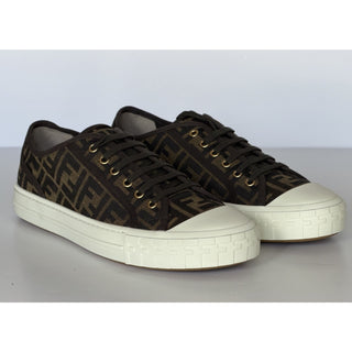 Fendi Domino FF Jacquard Sneakers Brown Men 13 US (12 Fendi) IT 7E1553 NIB $770