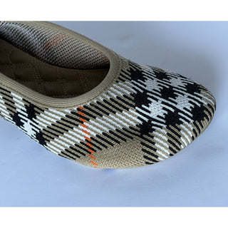 Burberry Baby Check Knit Ballet Flats Sand Beige 9 US (39) IT 8099057 NWT $655