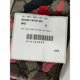 Gucci GG Key Case Pink Red Camo Monogram Zip Pouch 855446 NWT