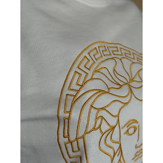 Versace Medusa Embroidered Sweatshirt Women’s White/Gold 14 US (48) 1019482 NWT
