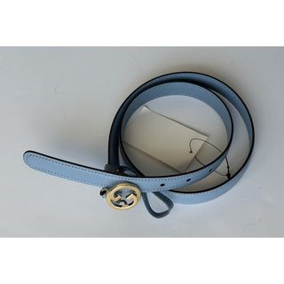 Gucci Women's Cloudy Blue Calf Leather Belt  110/44 Italy 723073 NWT