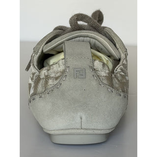 Fendi Fit FF Jacquard Suede Sneakers Grey Men 10 US (9 Fendi) IT 7E1842 NIB $950
