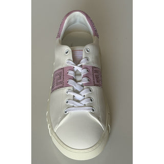 Versace Crystal Greek Women’s White/Pink Leather Sneakers 11.5 US 1013568 NIB