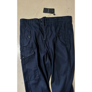 NWT $875 Giorgio Armani Men Linen/Cotton Jogging Cargo Pants Navy 36 US/52 Eu