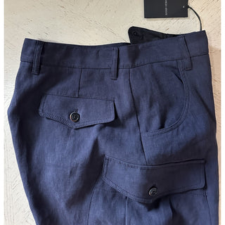 NWT $1195 Giorgio Armani Men Linen Short Pants Navy 58 Eu/42 US