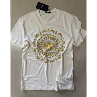 Versace Medusa Print with Studs Ivory Cotton Jersey T-Shirt 5XL 1011861 NWT $925