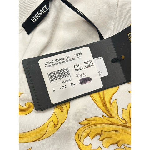 Versace Baroque Cotton Jersey T-Shirt White/Gold 6XL 1019460 NWT