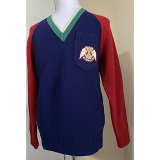 NWT $1200 Gucci Men Wool V Neck Sweater Red/Blue/Green L Italy