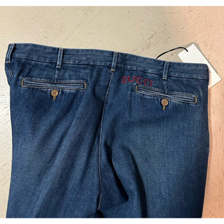 New $1380 Gucci Men’s Washed Cotton/Linen Jeans Pants Blue 36 US Italy