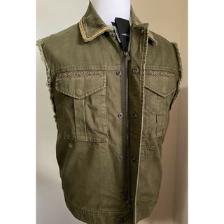New $2290 Saint Laurent Vest Gilet Kaki/Green L ( 42 US/52 Eu ) Italy