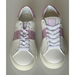 Versace Crystal Greek Women’s White/Pink Leather Sneakers 11.5 US 1013568 NIB