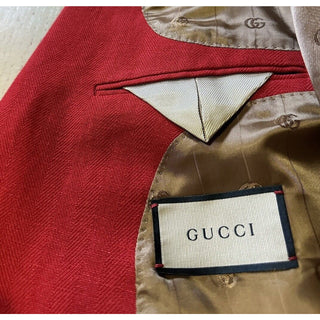 Gucci Men Linen/Wool Double Breasted Sport Coat Blazer Red 38 US/48 Eu NWT $3150