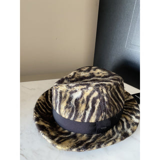 NWT Saint Laurent Womens Fedora Hat Beige/Black Size S Italy