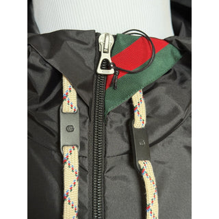 Gucci Men’s Nylon Satin Hooded Windbreaker Jacket Black 46 US (56) 68937 IT NWT