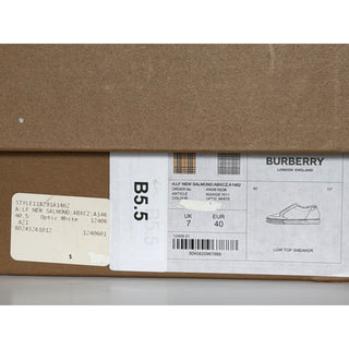 Burberry New Salmond Check Leather Sneakers Optic White 10 US 40 Eu 8024326 NIB