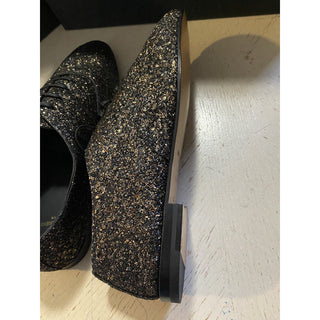 NIB $1095 Saint Laurent Men Glitter Midnight Leather Shoes Black/Gold 10.5 US/
