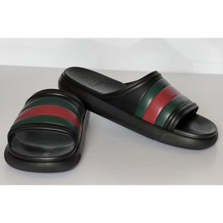 Gucci Men’s Rubber Black/Green/Red Sandals 10.5 US (10 Gucci) Italy 780286 NIB