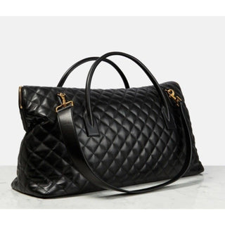 New $4900 Saint Laurent YSL Print TRAVEL BAG IN QUILTED LEATHER Black 736009
