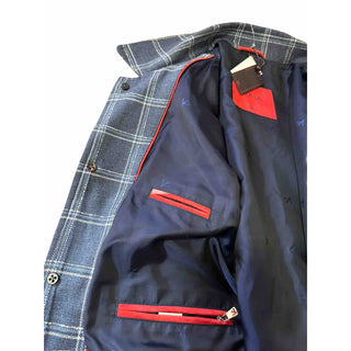 New $2750 Isaia Portofino Plaid Wool Blend Shirt Jacket Blue 42 US/52 Eu Italy