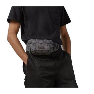 New Gucci Ripstoo GG Large belt bag Gray/Black Size 80/32 767934