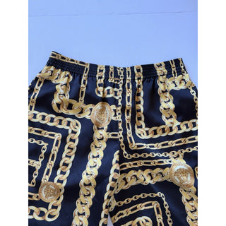 Versace Medusa Chain Print Twill Shorts Black Gold Men 38 US (IT 54) 1023185 NWT