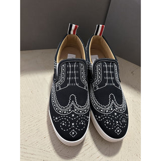 NIB Thom Browne Men Print Low Top Slip On Sneakers Black 9 US/42 EU