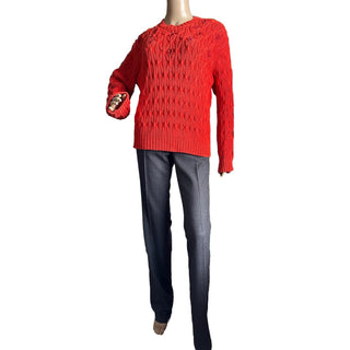 Loro Piana Women Valencia Cabled Cotton Sweater Orange Size M Italy New $3350